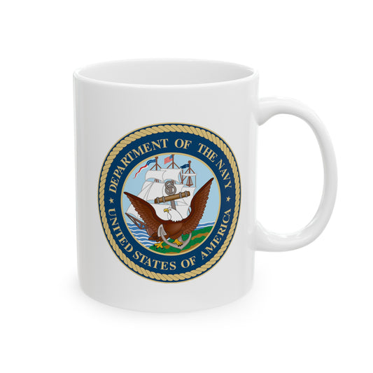Navy Department Coffee Mug - Double Sided White Ceramic 11oz by TheGlassyLass.com