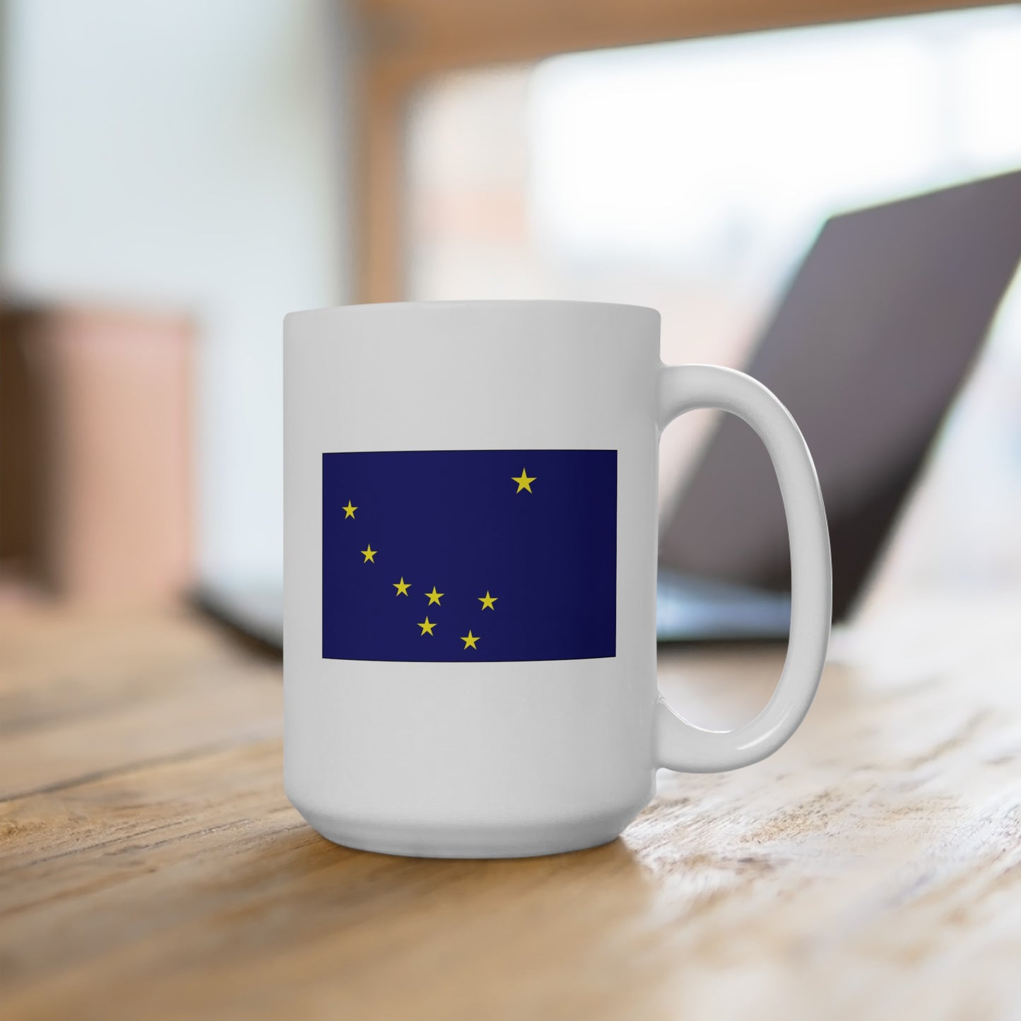 Alaska State Flag - Double Sided White Ceramic Coffee Mug 15oz by TheGlassyLass.com