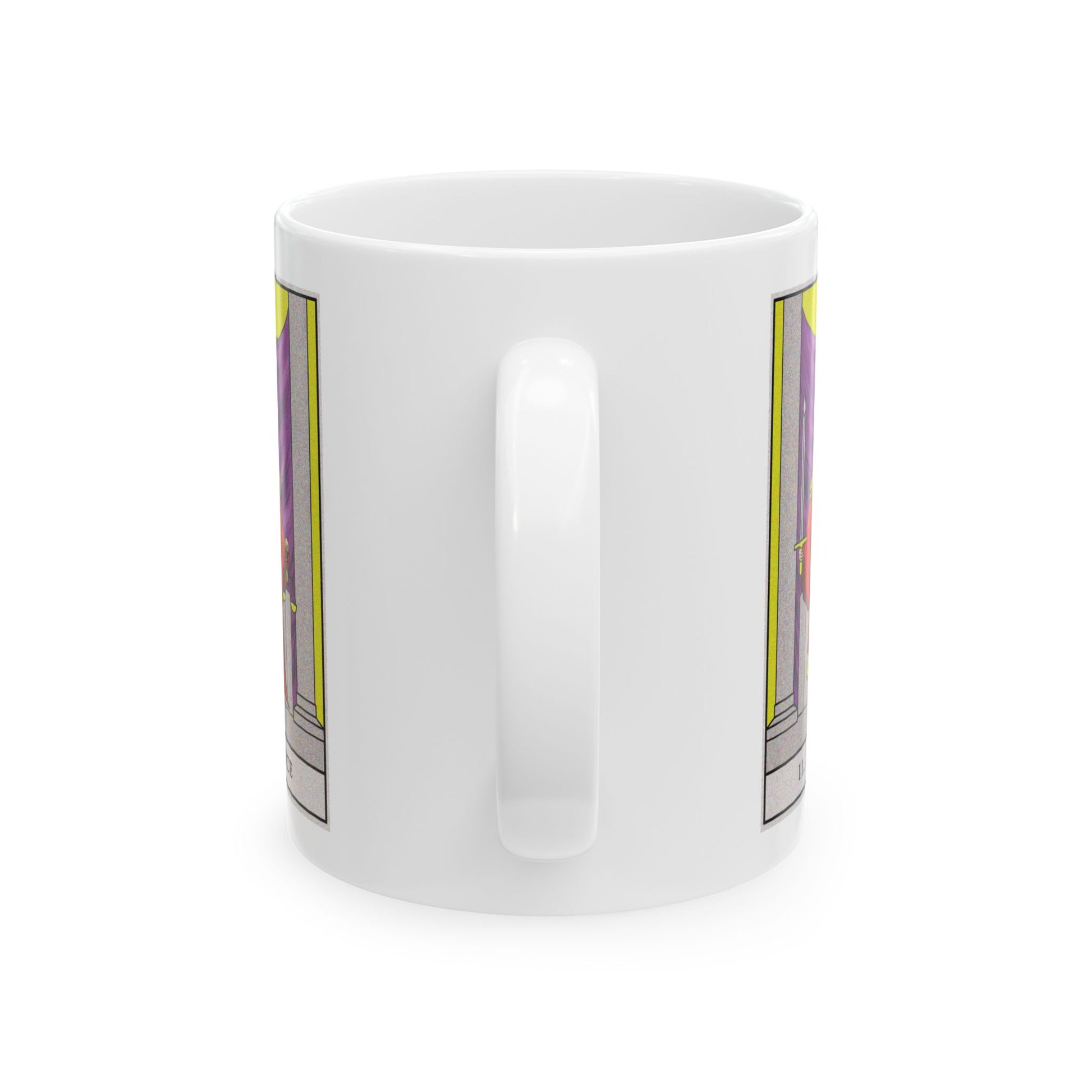 Justice Tarot Card Coffee Mug - Double Sided Print, White Ceramic, 11oz by TheGlassyLass.com