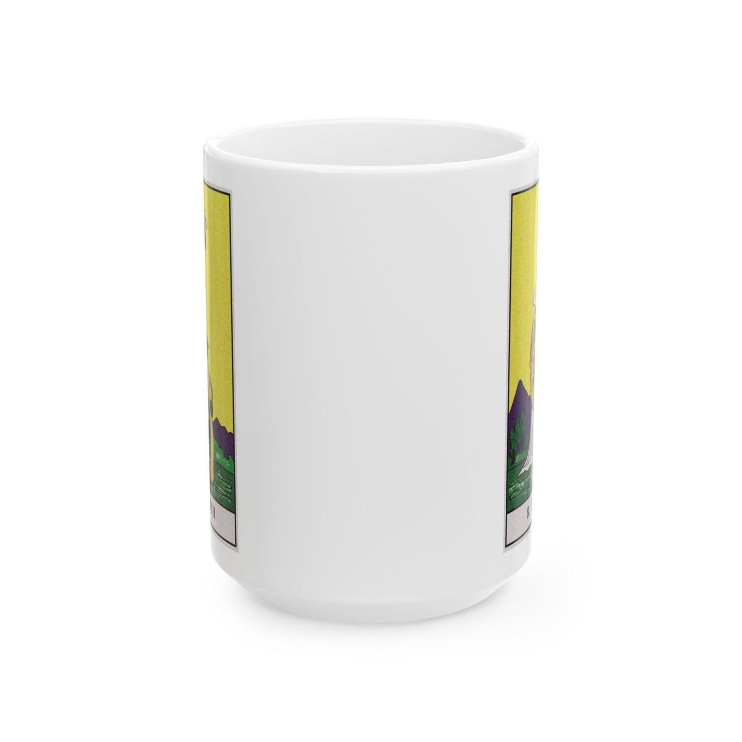Strength Tarot Card Coffee Mug - Double Sided White Ceramic 15oz by TheGlassyLass.com