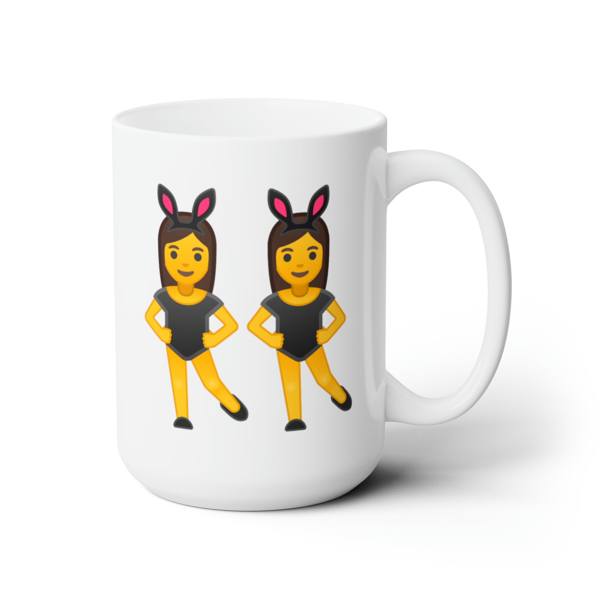 Twins Emoji Coffee Mug - Double Sided White Ceramic 15oz by TheGlassyLass.com