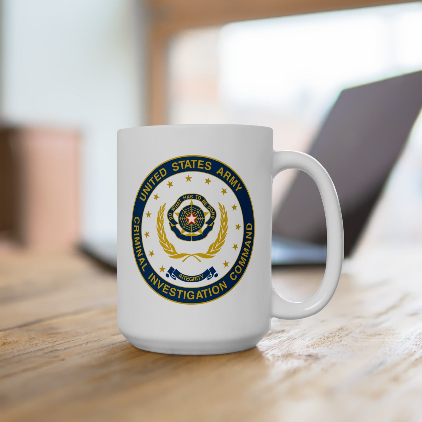 Army CIC Seal Coffee Mug - Double Side White Ceramic 15oz by TheGlassyLass.com