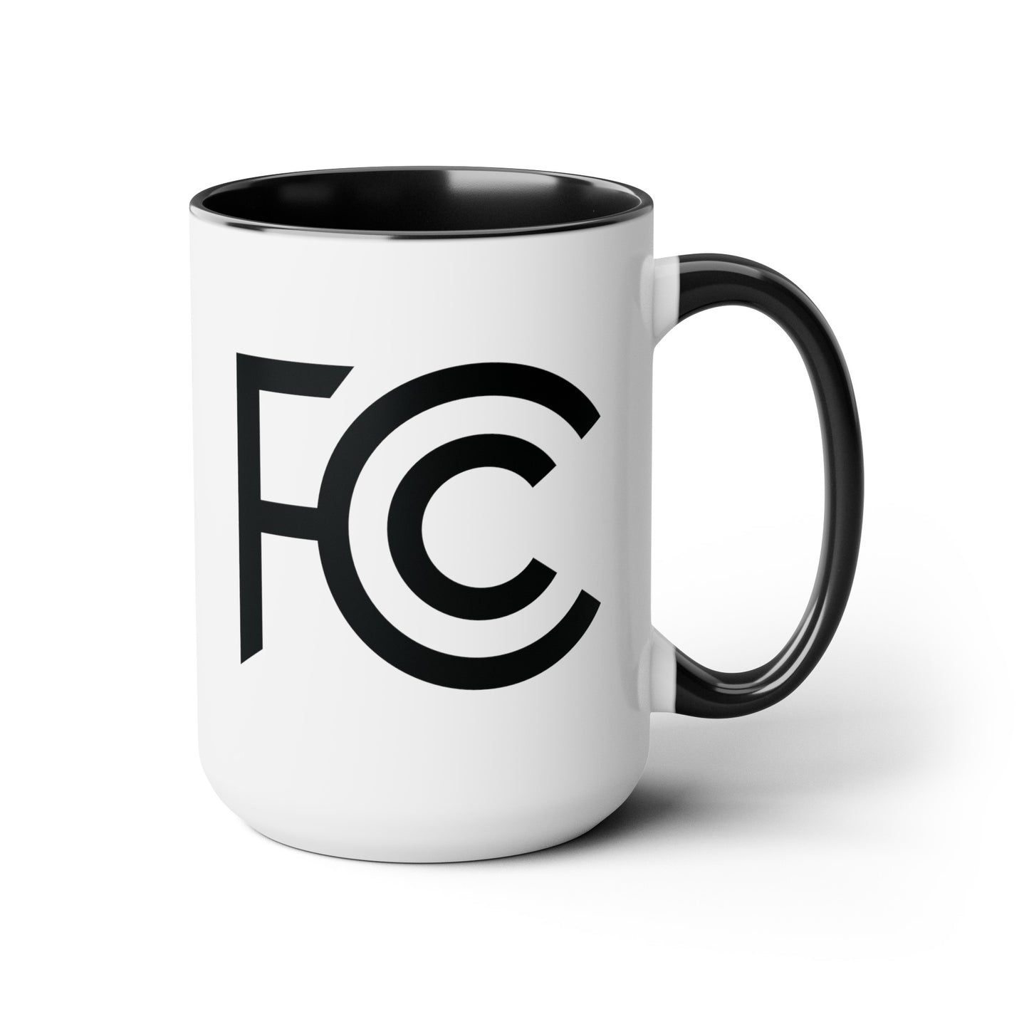 FCC Seal Coffee Mug - Double Sided Black Accent White Ceramic 15oz by TheGlassyLass.com