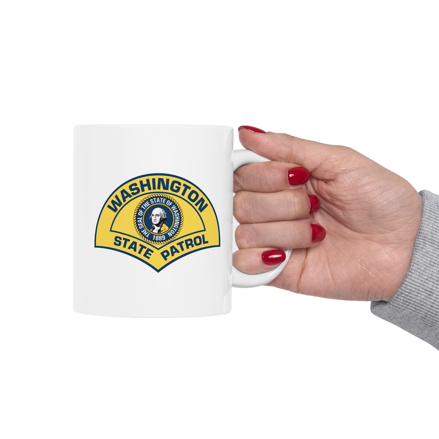 Washington State Patrol Coffee Mug - Double Sided White Ceramic 11oz by TheGlassyLass.com
