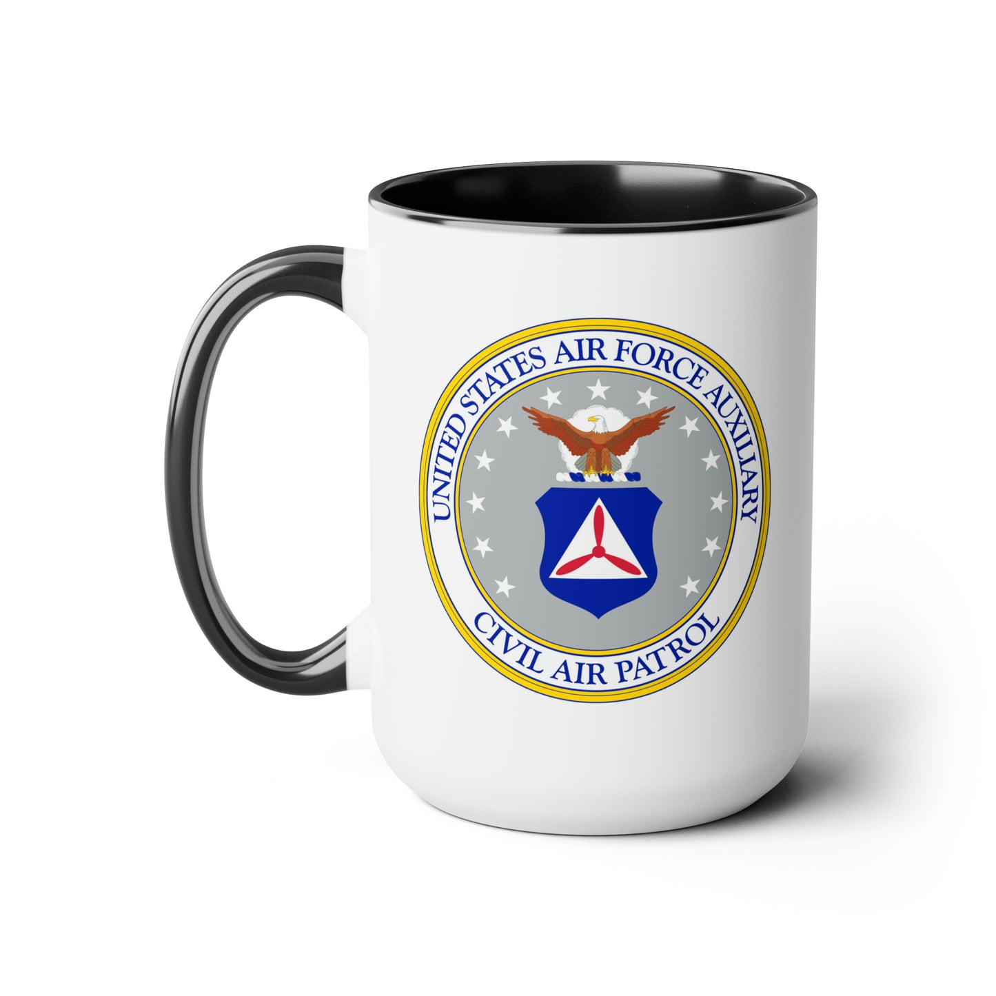 Civil Air Patrol Coffee Mug - Double Sided Black Accent White Ceramic 15oz by TheGlassyLass