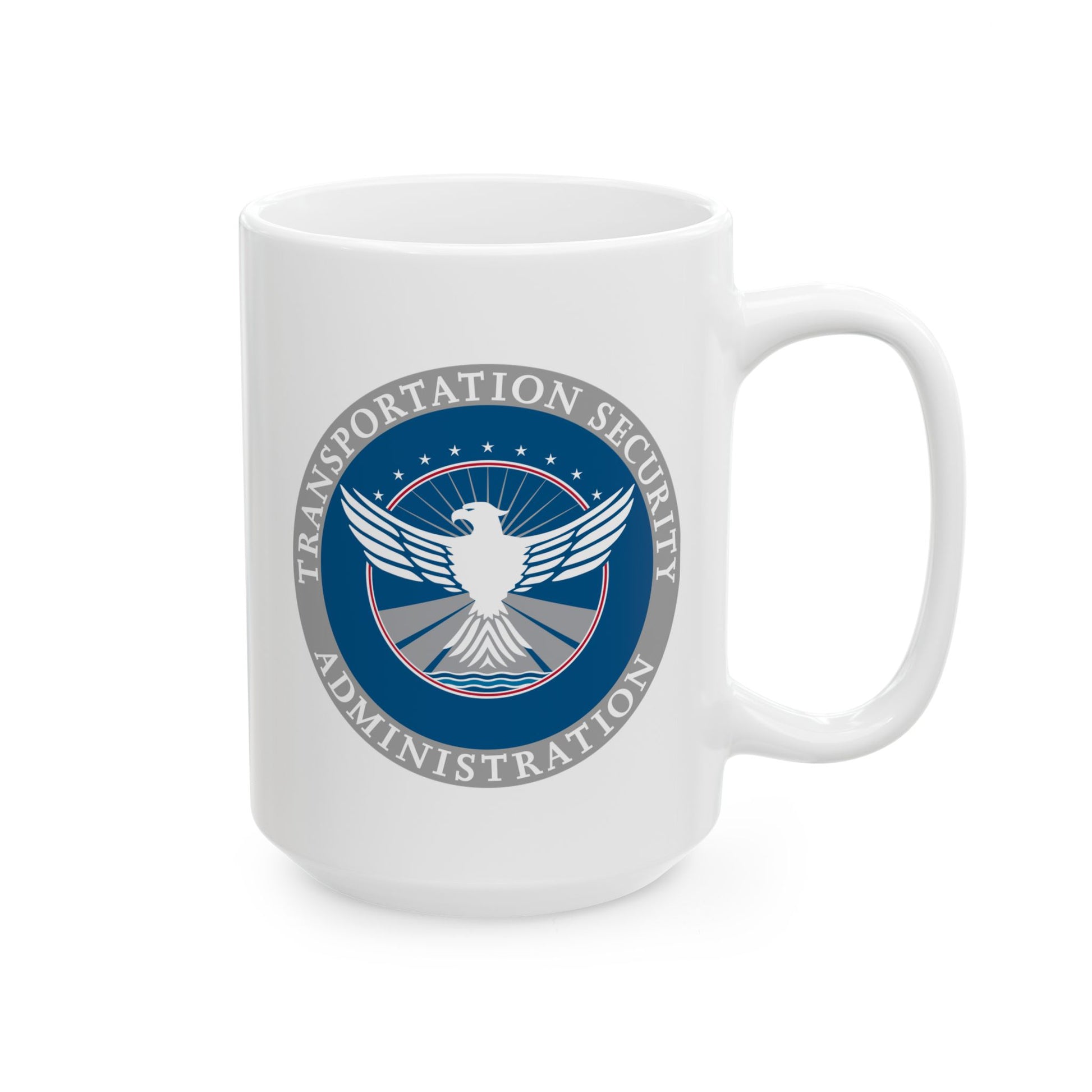 Transportation Security Administration Coffee Mug - Double Sided Print, White Ceramic, 15oz by TheGlassyLass.com