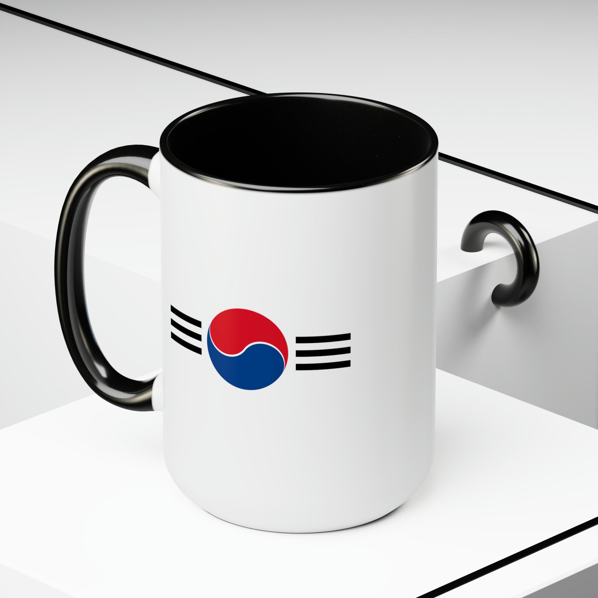 South Korean Air Force Roundel Coffee Mug - Double Sided Black Accent Ceramic 15oz - by TheGlassyLass.com