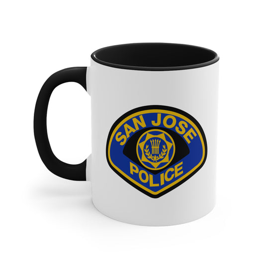 San Jose Police Coffee Mug - Doubles Sided Black Accent White Ceramic 11oz by TheGlassyLass.com