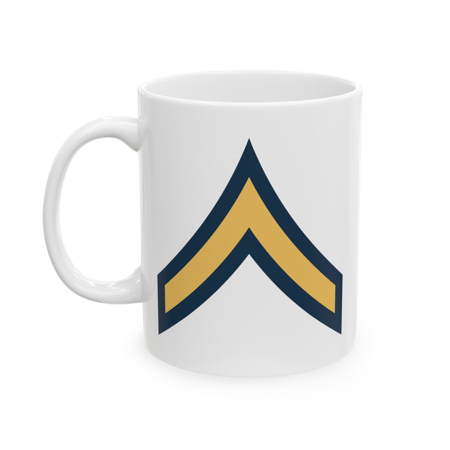 United States Army Private OR-2 Chevron - Double Sided White Ceramic Coffee Mug 11oz by TheGlassyLass.com