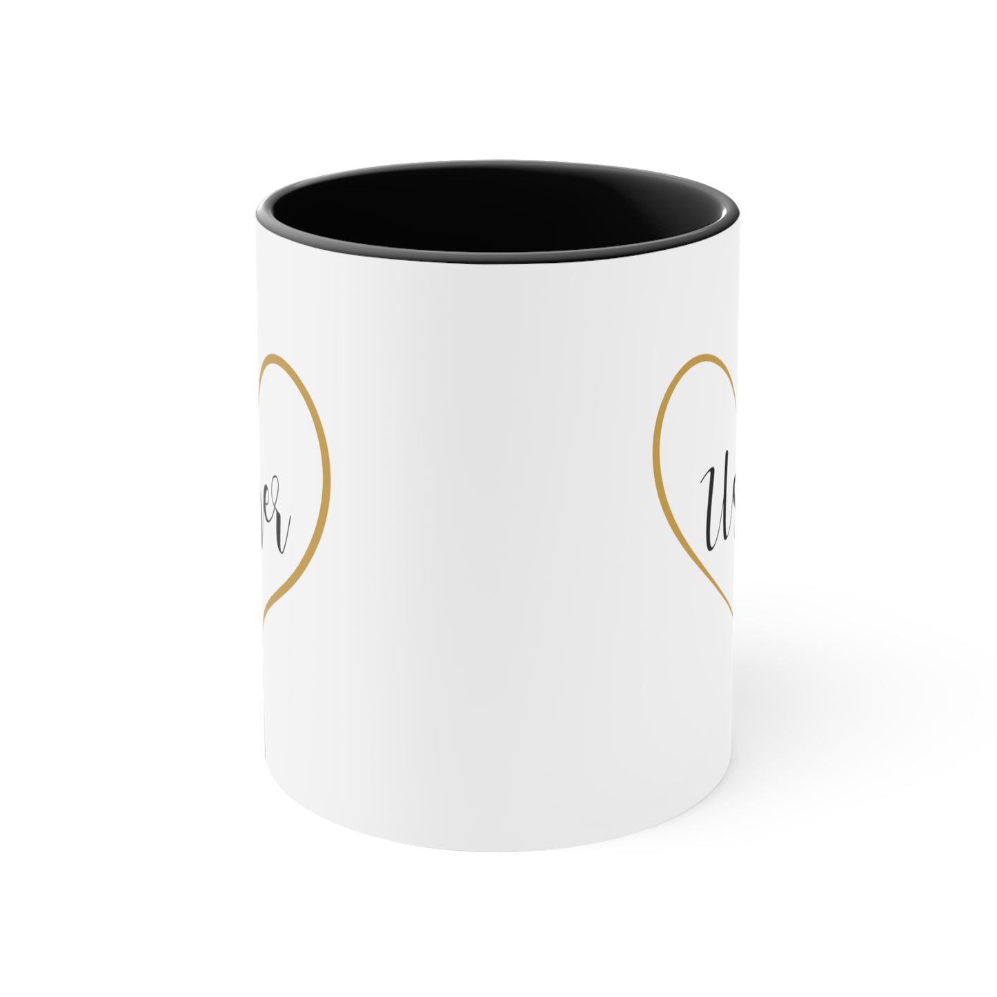 Usher Coffee Mug - Double Sided Black Accent Ceramic 11oz by TheGlassyLass.com