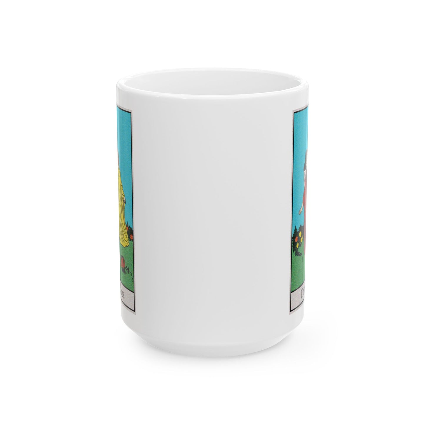 Three of Cups Tarot Card Coffee Mug - Double Sided White Ceramic 15oz by TheGlassyLass