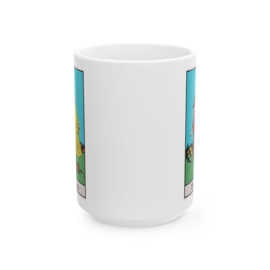 Three of Cups Tarot Card Coffee Mug - Double Sided White Ceramic 15oz by TheGlassyLass