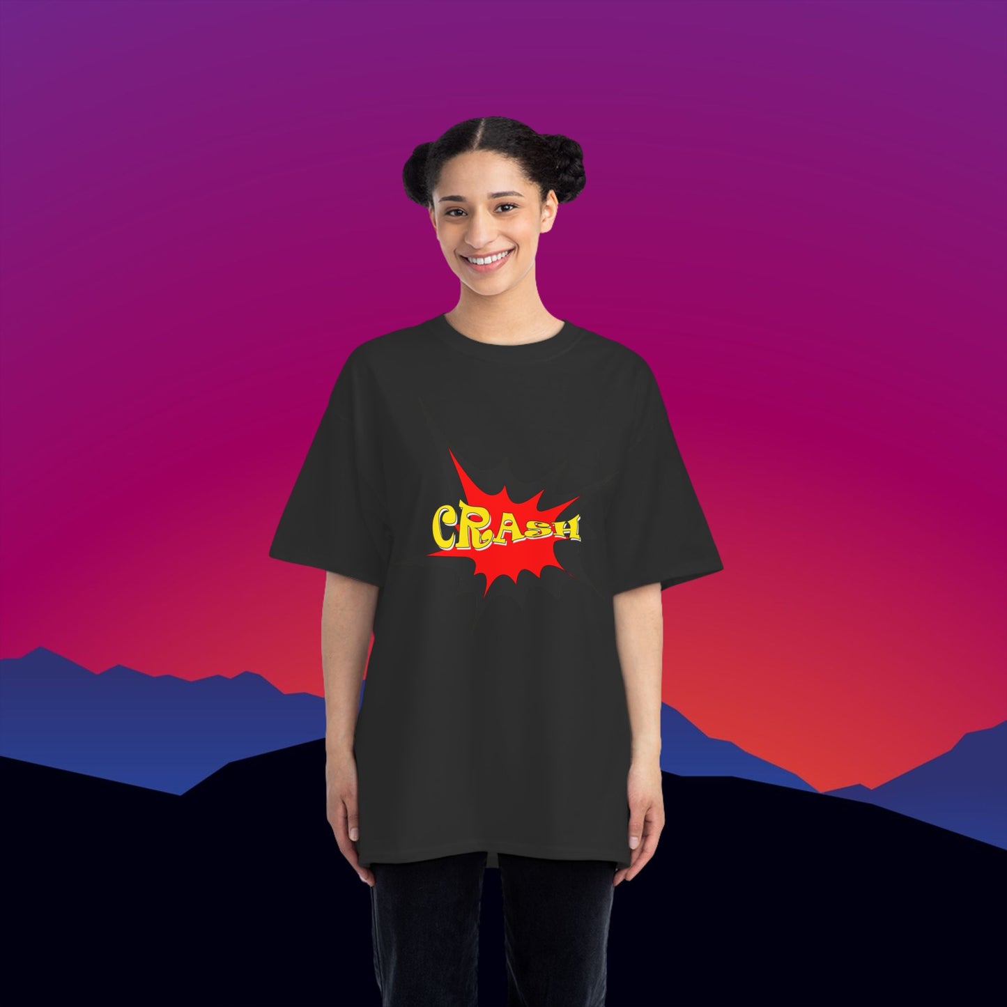 Superhero CRASH T-Shirt: (Hanes Beefy-T 100% Preshrunk Cotton) Custom Printed by TheGlassyLass.com