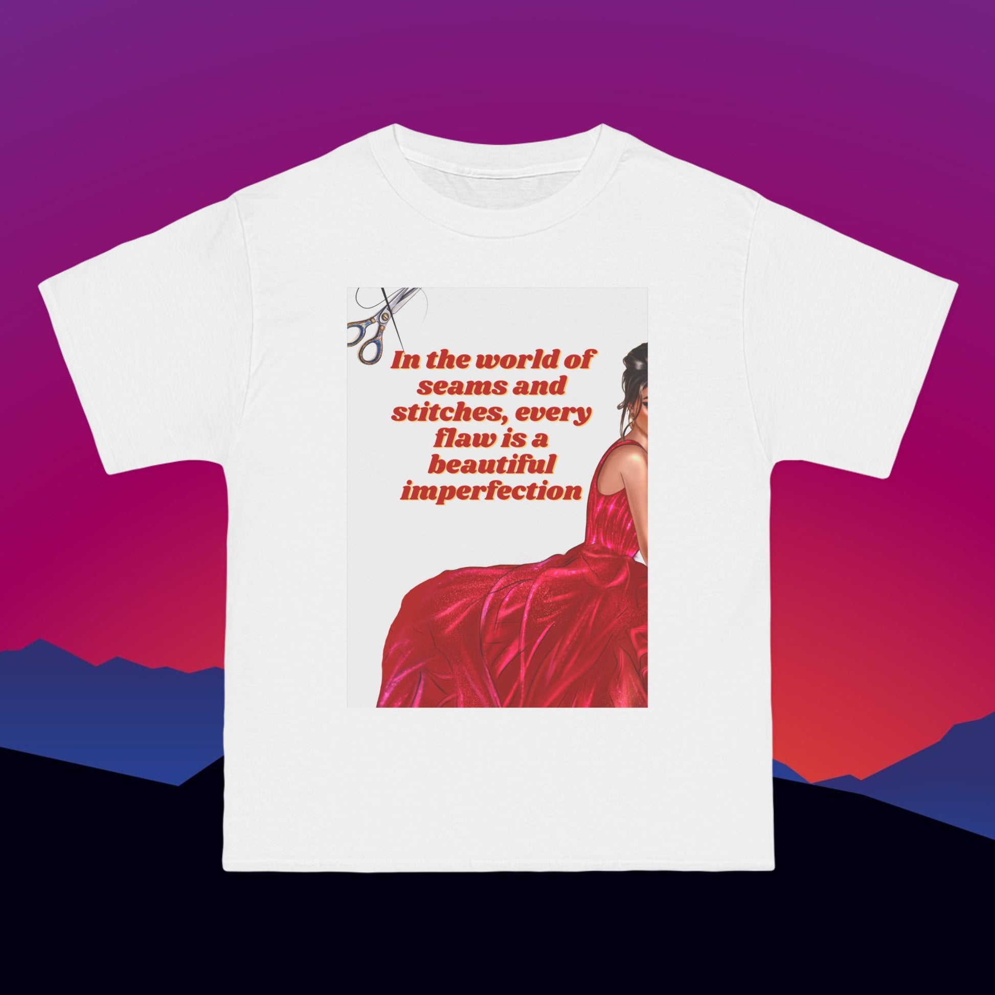 Beautiful Imperfection T-Shirt: (Hanes Beefy-T 100% Preshrunk Cotton Custom Printed by TheGlassyLass.com