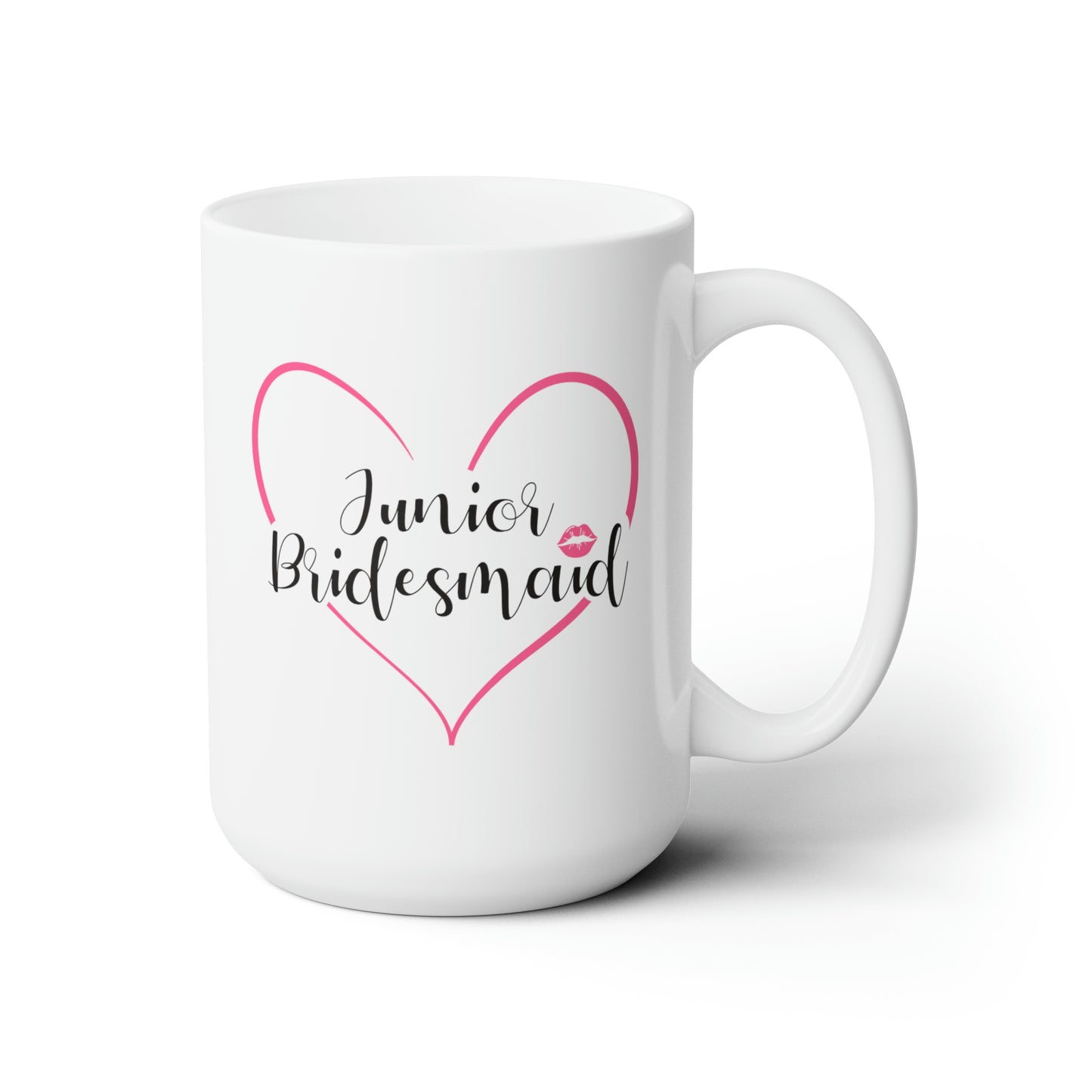 Junior Bridesmaid Cocoa Mug - Double Sided White Ceramic 15oz - by TheGlassyLass.com