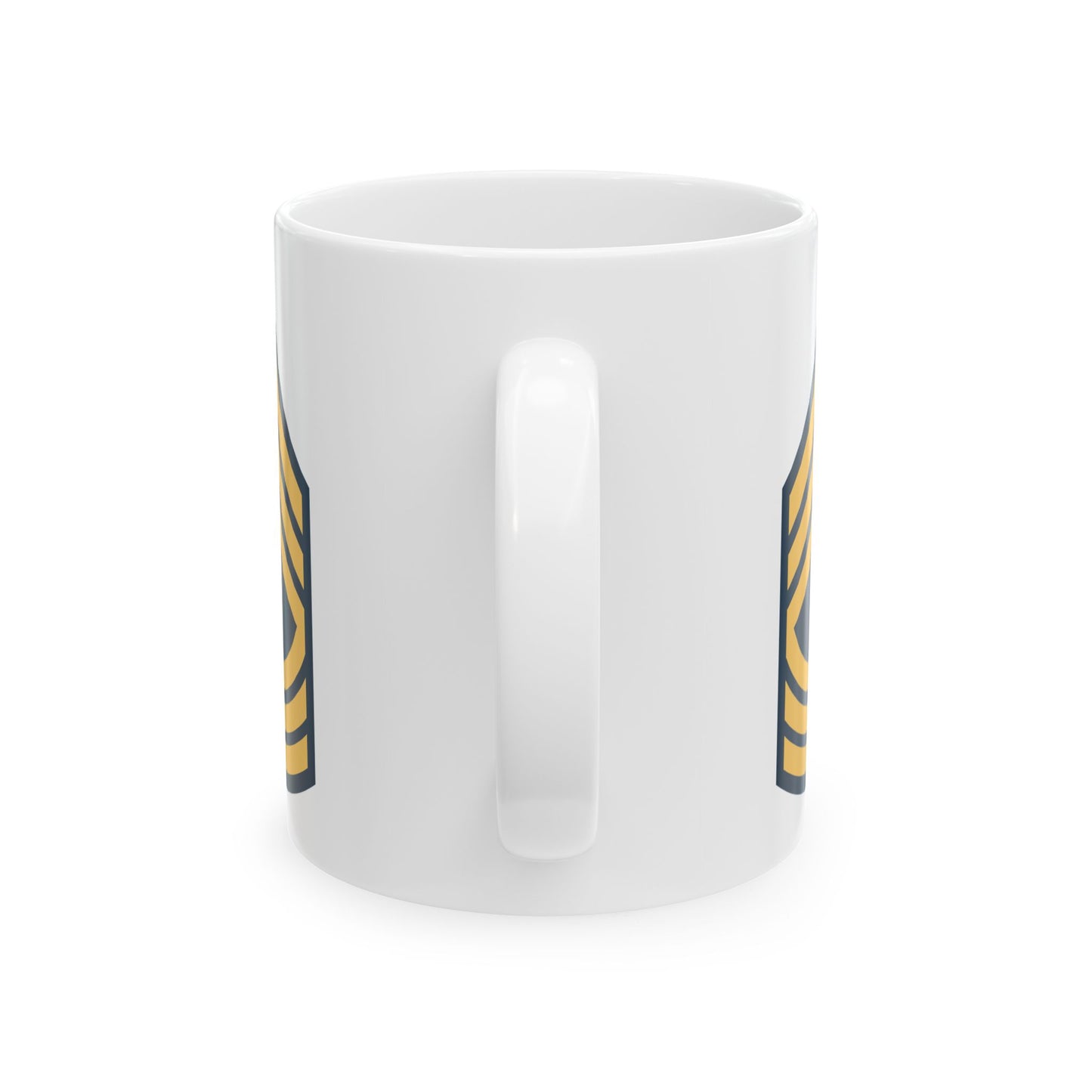 US Army Master Sergeant (E-8) Stripes Coffee Mug - Double Sided Print, White Ceramic, 11oz by TheGlassyLass.com