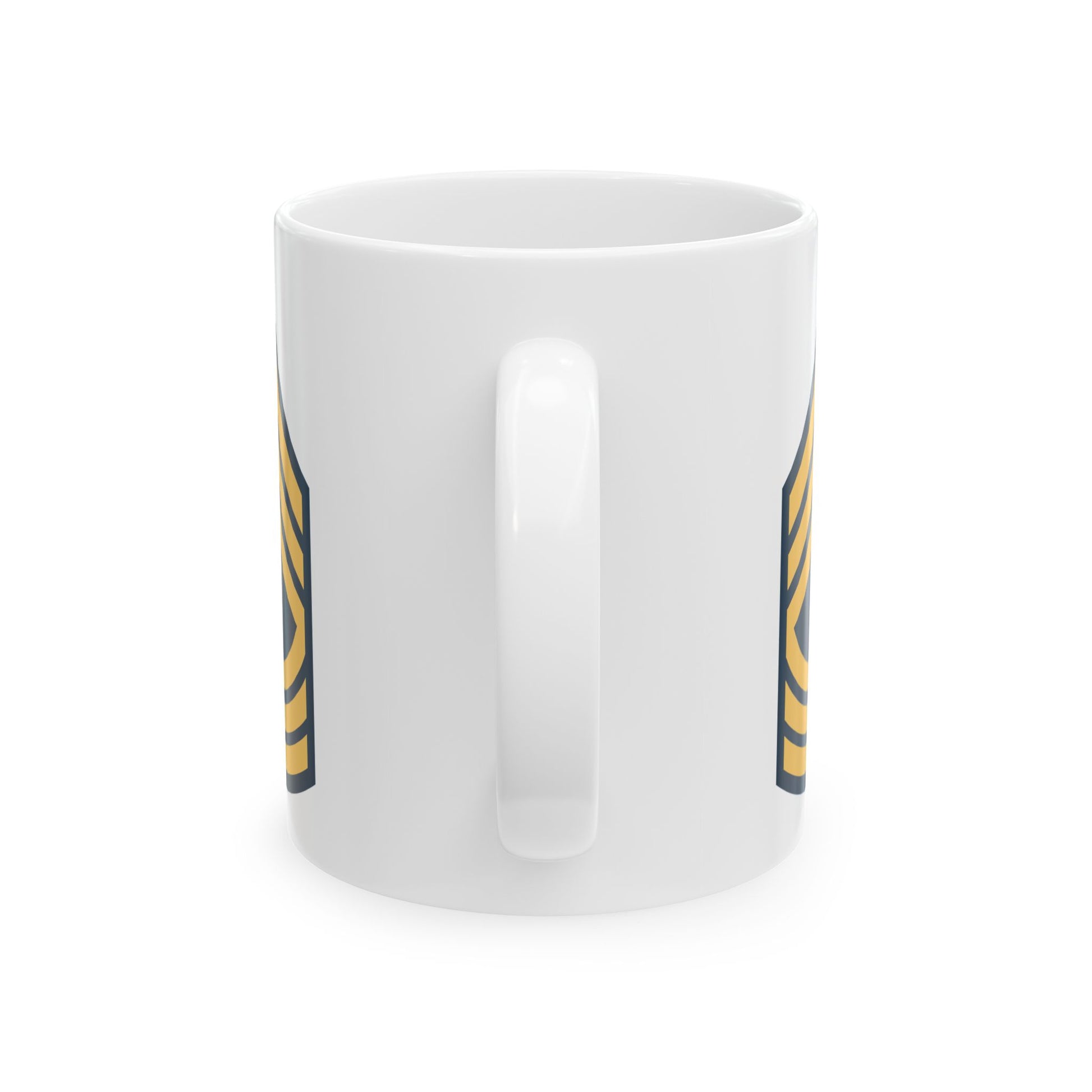 US Army Master Sergeant (E-8) Stripes Coffee Mug - Double Sided Print, White Ceramic, 11oz by TheGlassyLass.com