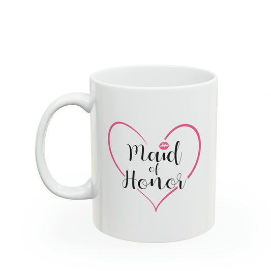 Maid of Honor Coffee Mug - Double Sided 11oz White Ceramic by TheGlassyLass.com