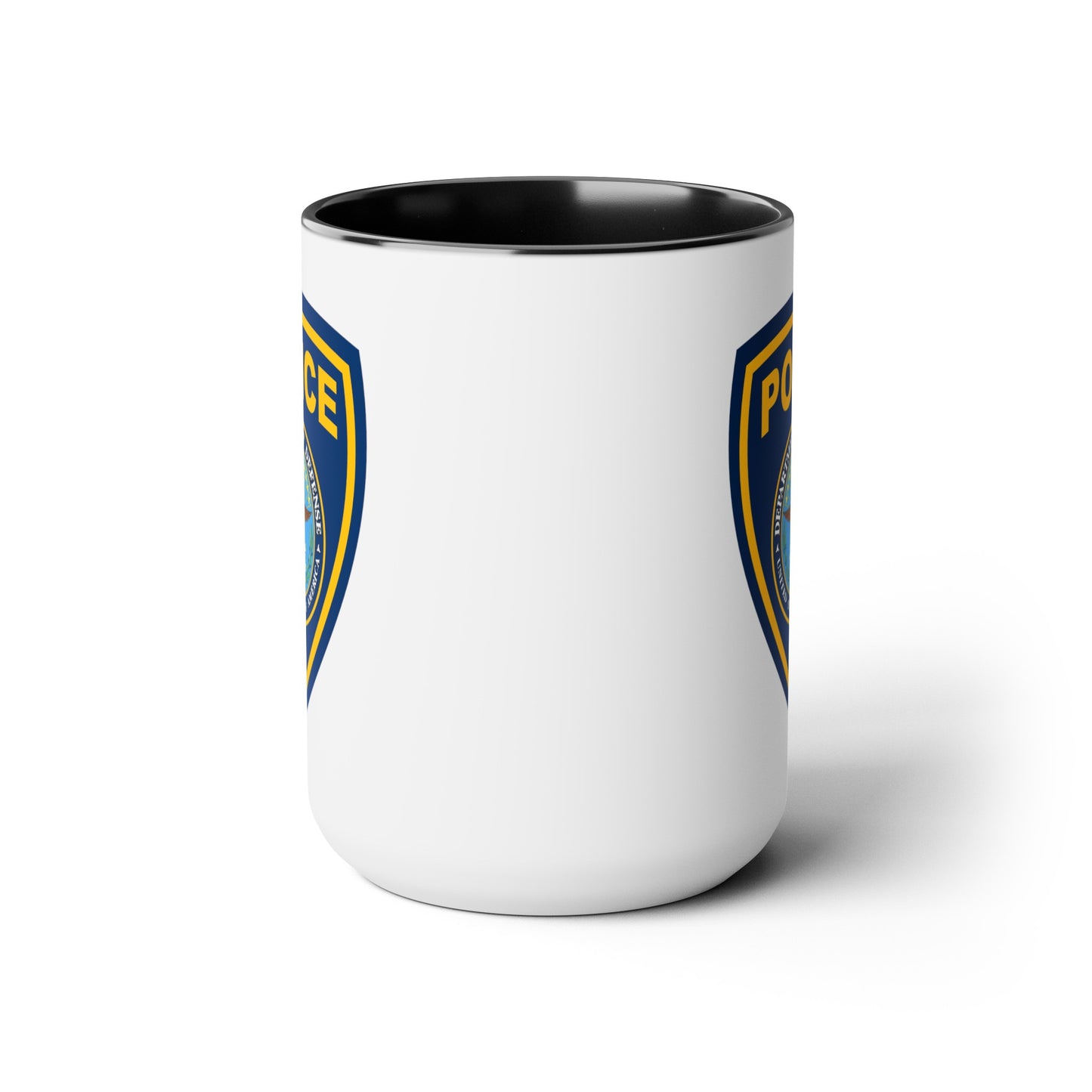 DoD Police Coffee Mug - Double Sided Black Accent White Ceramic 15oz by TheGlassyLass.com