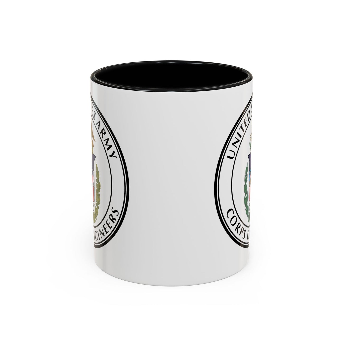 US Army Corps of Engineers Seal Coffee Mug - Double Sided Black Accent Ceramic 11oz - by TheGlassyLass.com