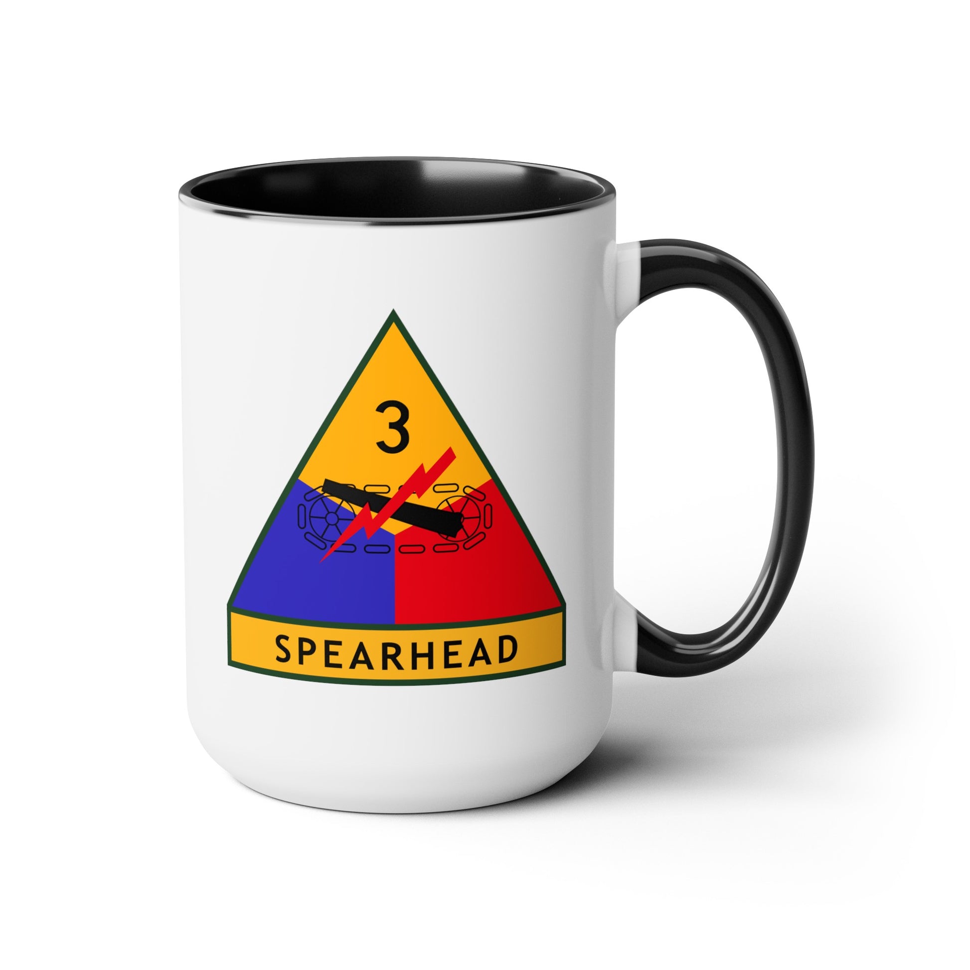 US Army 3rd Armored Division - Double Sided Black Accent White Ceramic Coffee Mug 15oz by TheGlassyLass.com