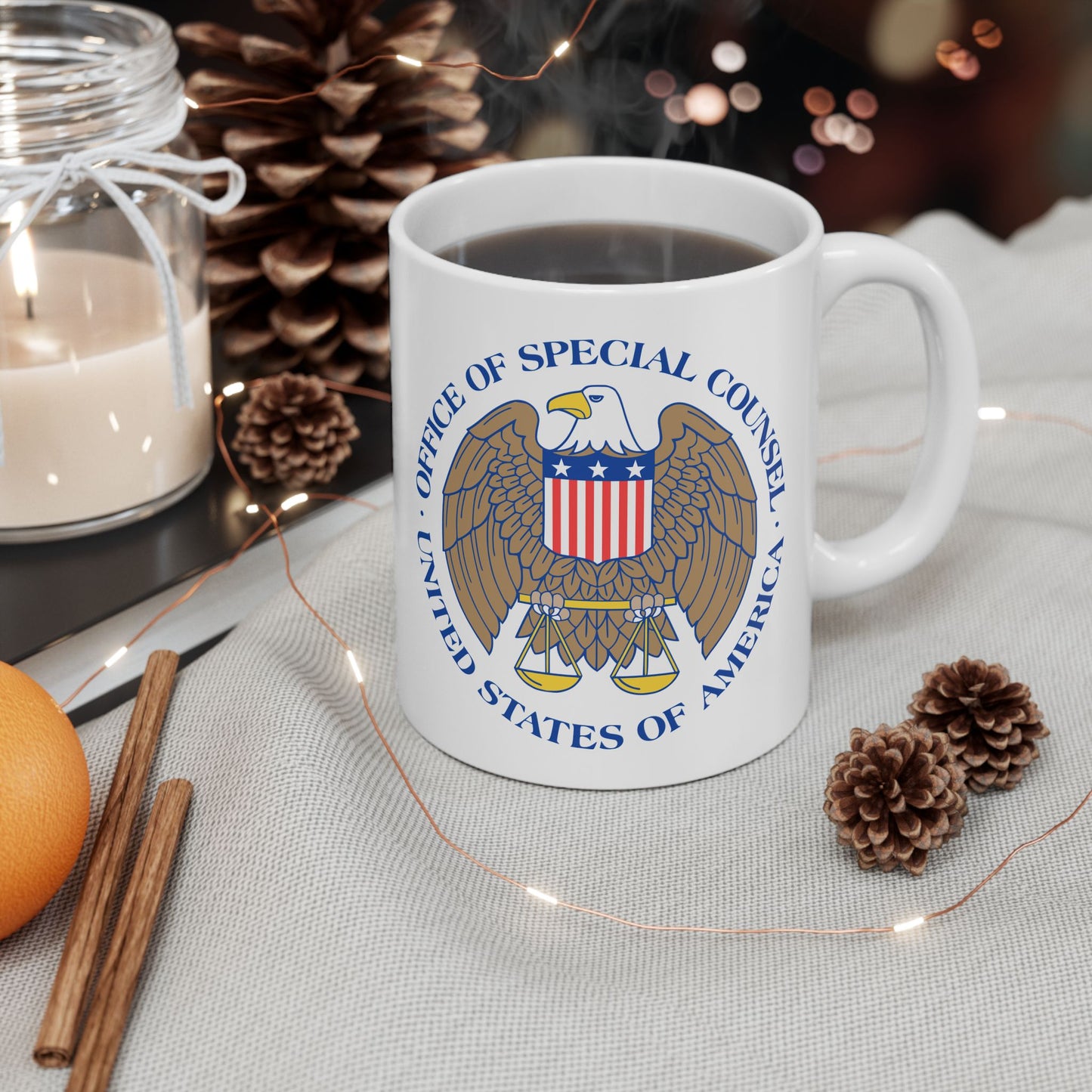 United States Office of Special Counsel Seal Coffee Mug - Double Sided Print, White Ceramic, 11oz by TheGlassyLass.com