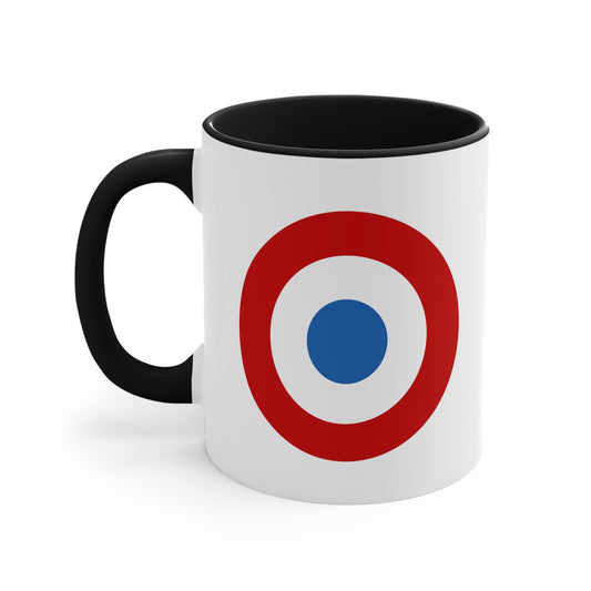 French Air Force Roundel Coffee Mug - Double Sided Black Accent Ceramic 11oz - by TheGlassyLass.com