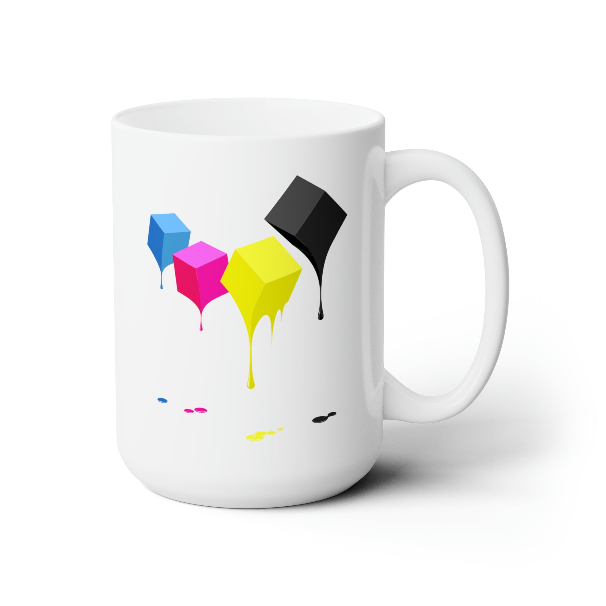 Molten Colors Coffee Mug - Double Sided White Ceramic 15oz by TheGlassyLass.com