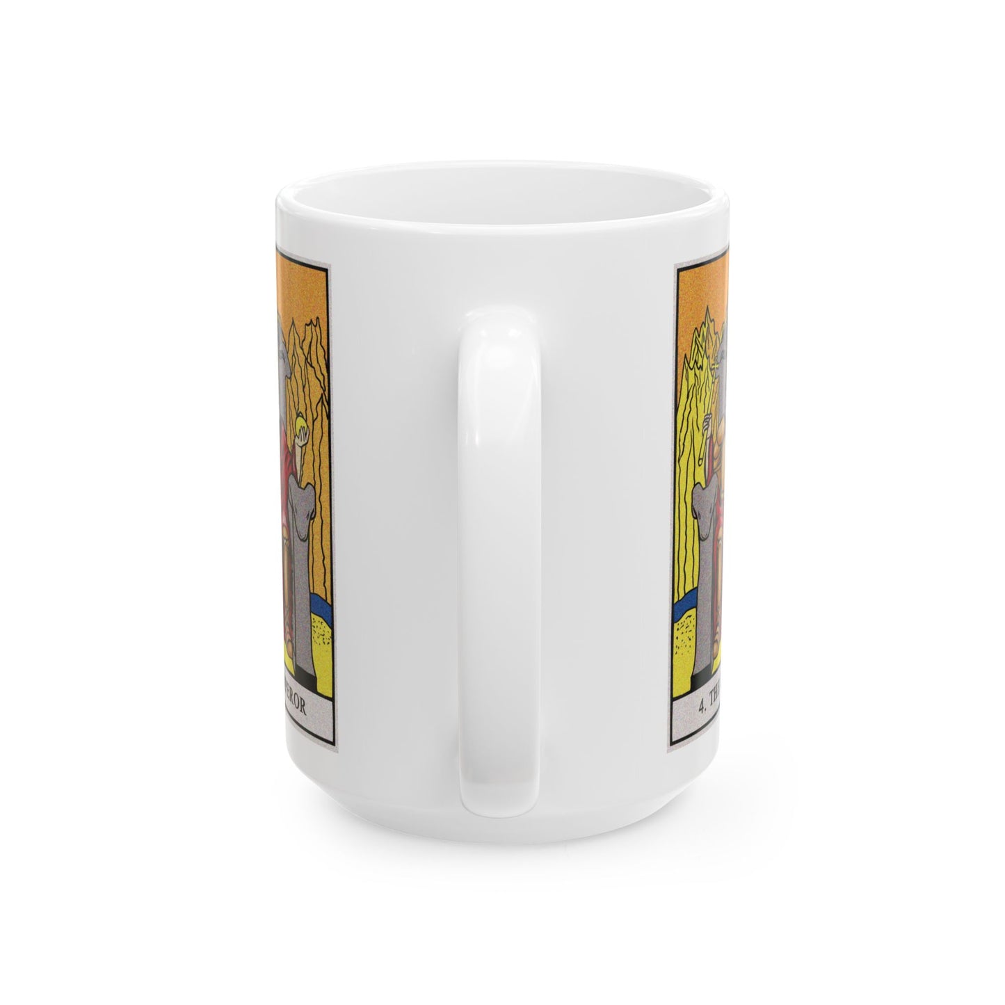 The Emperor Tarot Card Coffee Mug - Double Sided White Ceramic 15oz by TheGlassyLass.com
