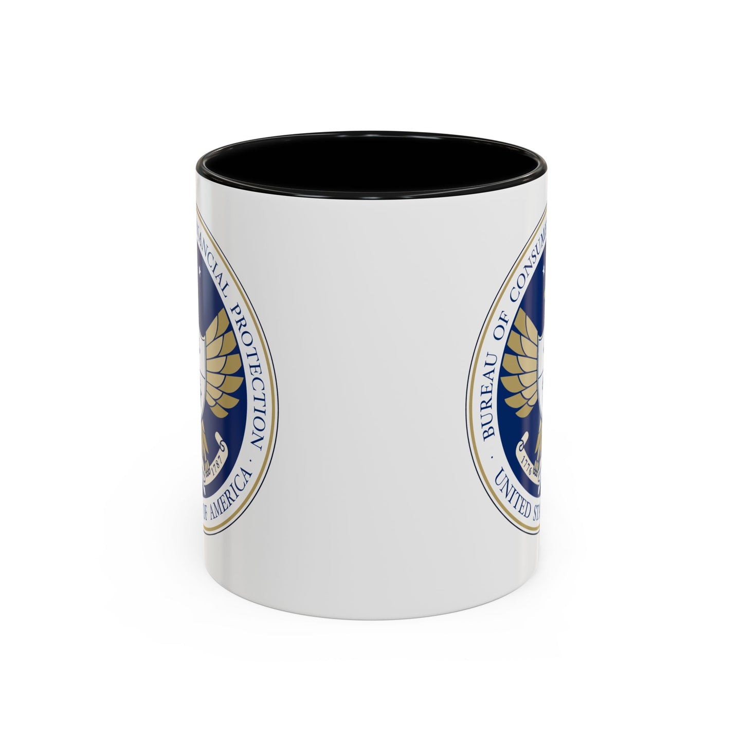Consumer Financial Protection Bureau Seal Coffee Mug - Double Sided Print, Black Accent White Ceramic, 11oz by TheGlassyLass.com