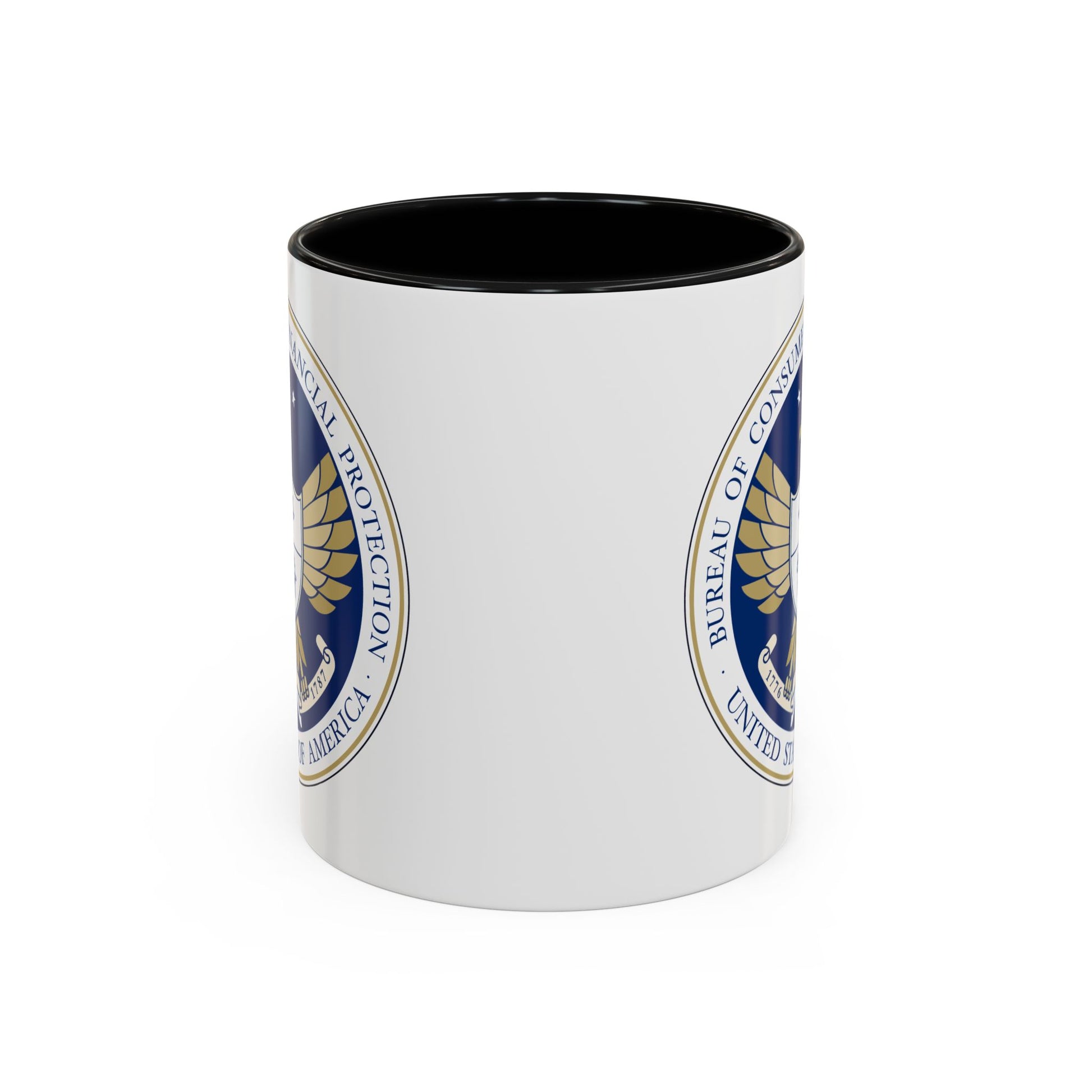 Consumer Financial Protection Bureau Seal Coffee Mug - Double Sided Print, Black Accent White Ceramic, 11oz by TheGlassyLass.com
