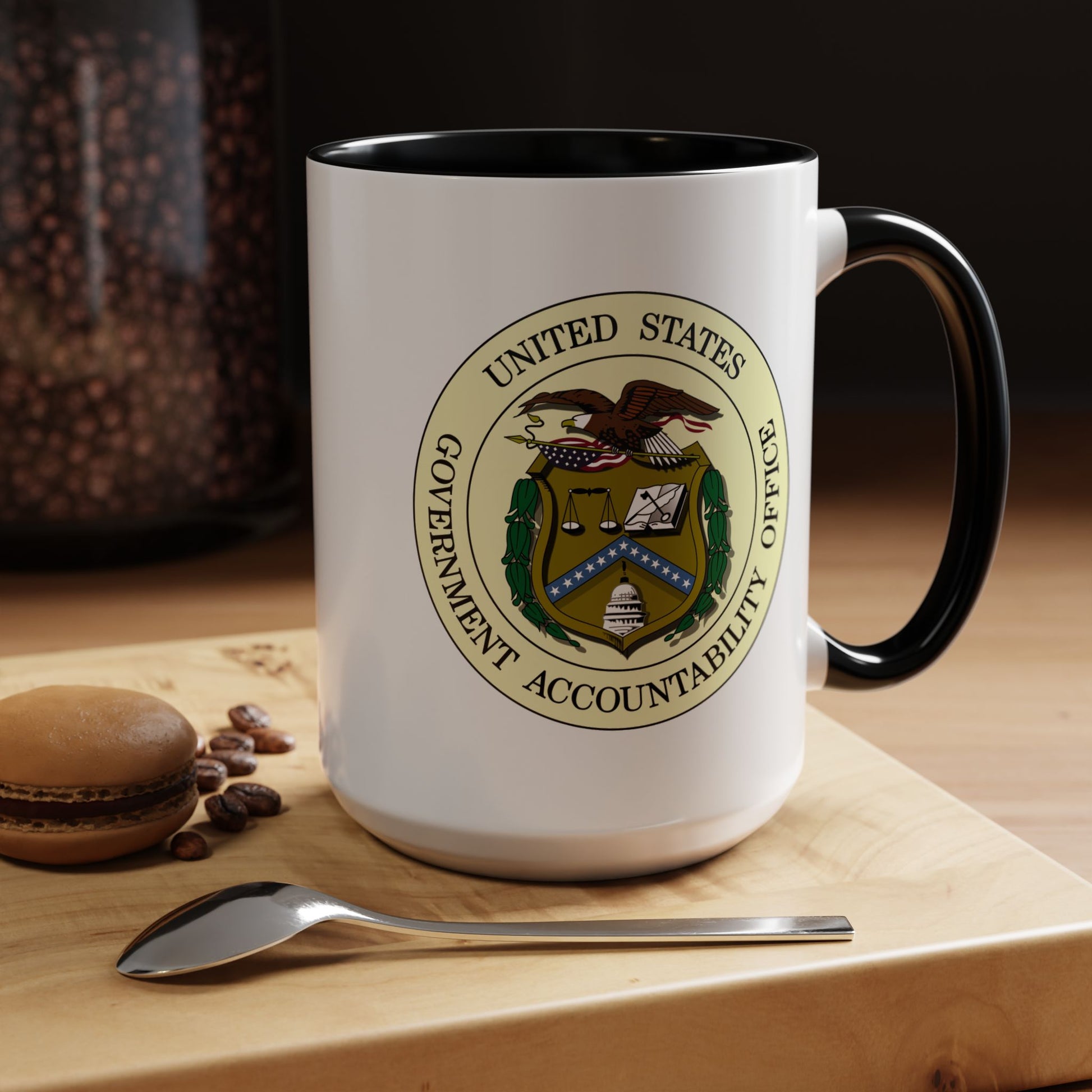 United States Government Accountability Office Seal Coffee Mug - Double Sided Black Accent White Ceramic 15oz by TheGlassyLass.com