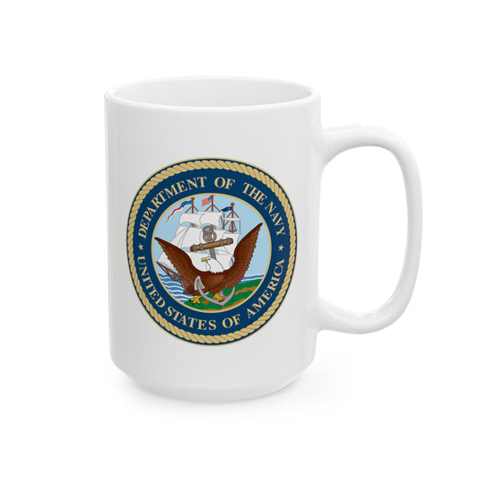 Navy Department Coffee Mug - Double Sided White Ceramic 15oz by TheGlassyLass.com