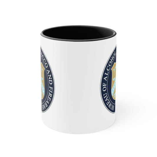 US ATF Seal Coffee Mug - Double Sided Black Accent White Ceramic 11oz by TheGlassyLass