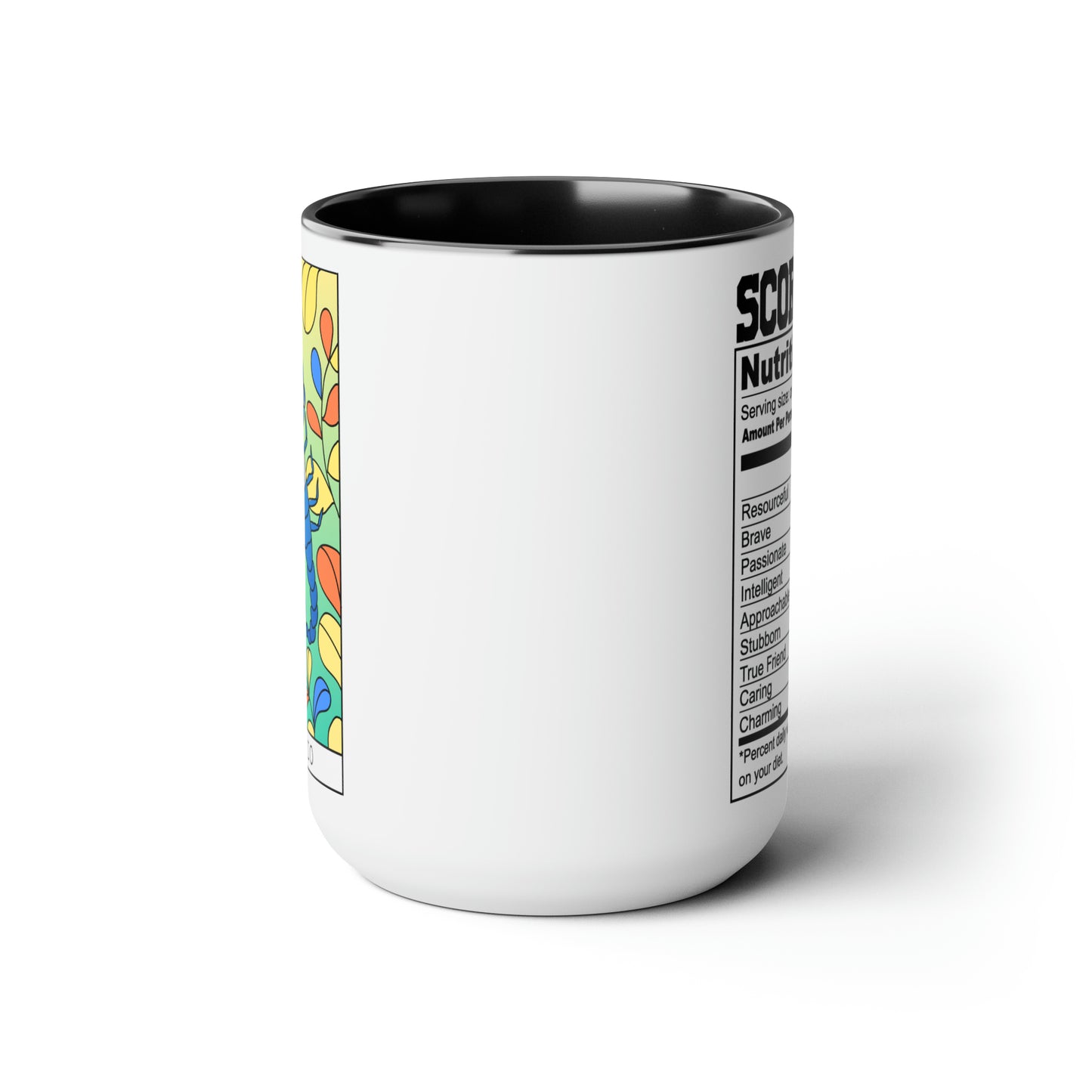 Scorpio Card Coffee Mug - Double Sided Black Accent Ceramic 15oz by TheGlassyLass.com