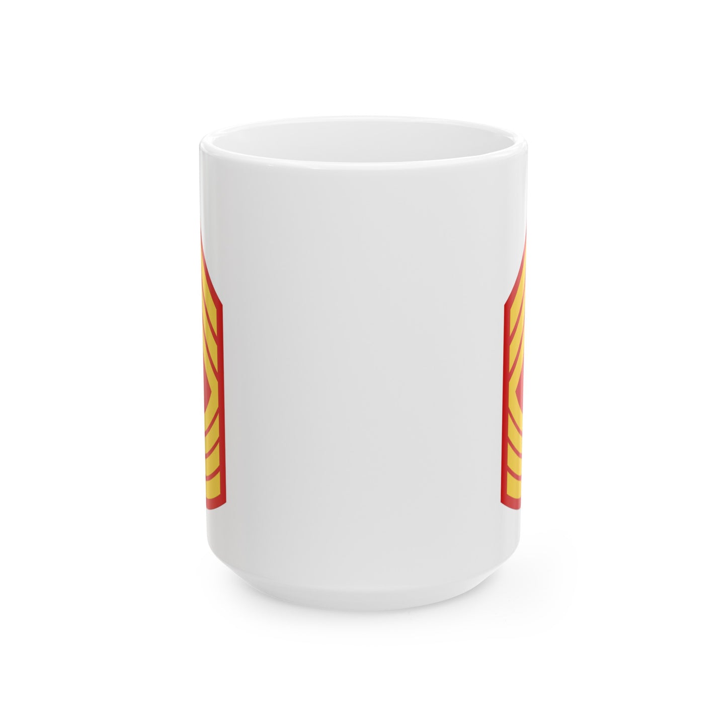 United States Marine Corps Master Gunnery Sergeant (E-9) Chevron Coffee Mug - Double Sided White Ceramic 15oz - by TheGlassyLass.com