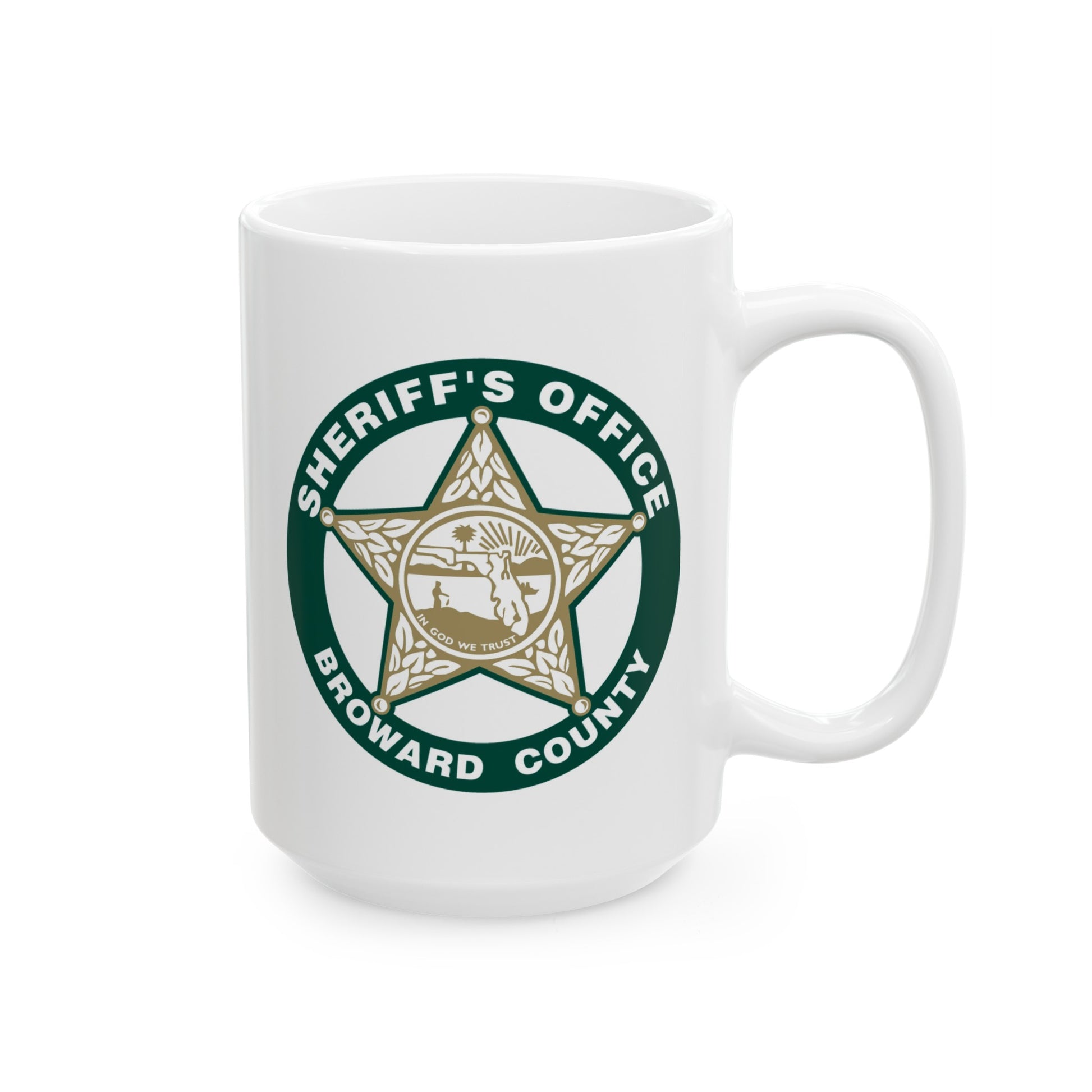 Broward County Sheriff Mug - Double Sided Black Accent White Ceramic 15oz by TheGlassyLass.com