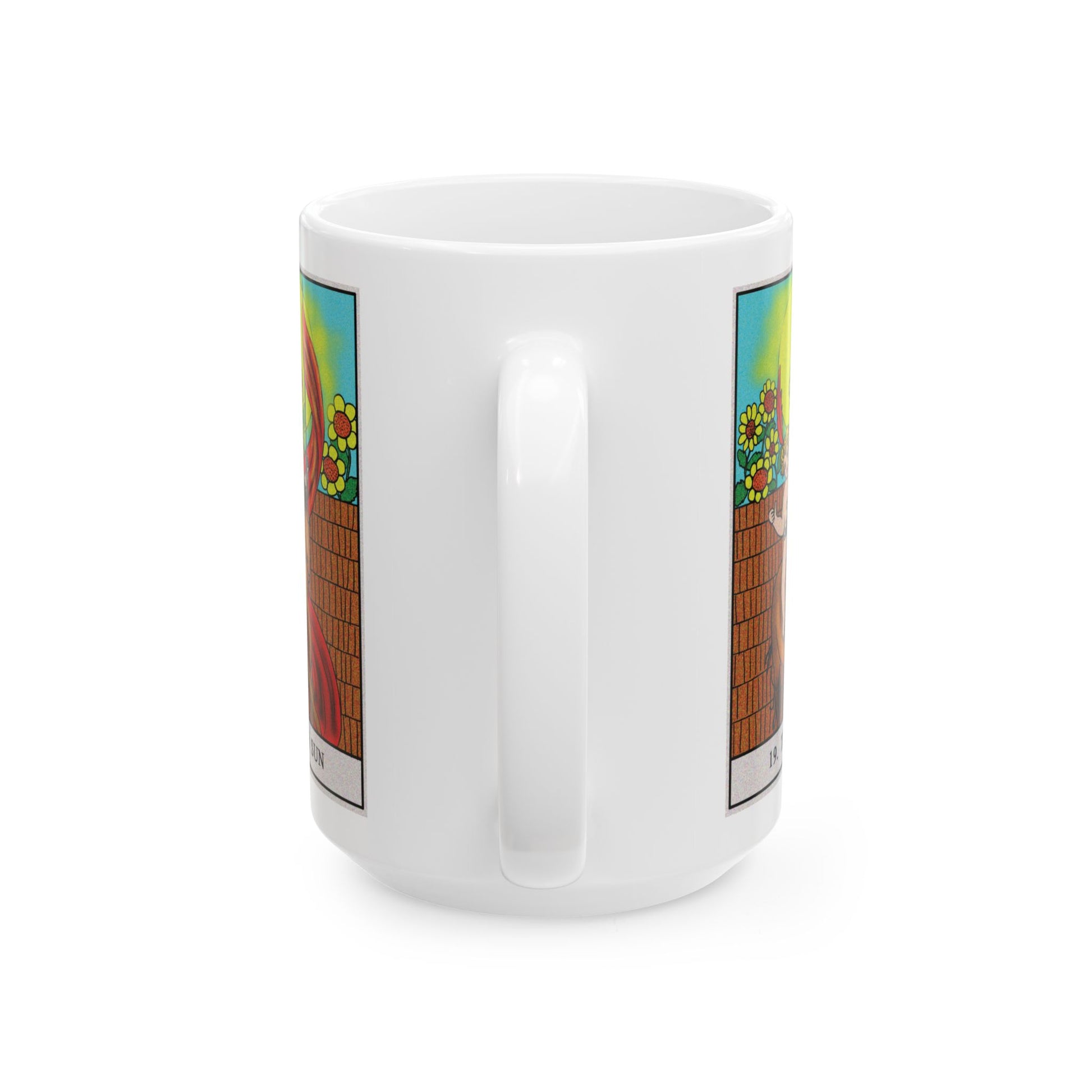The Sun Tarot Card Coffee Mug - Double Sided White Ceramic 15oz by TheGlassyLass.com