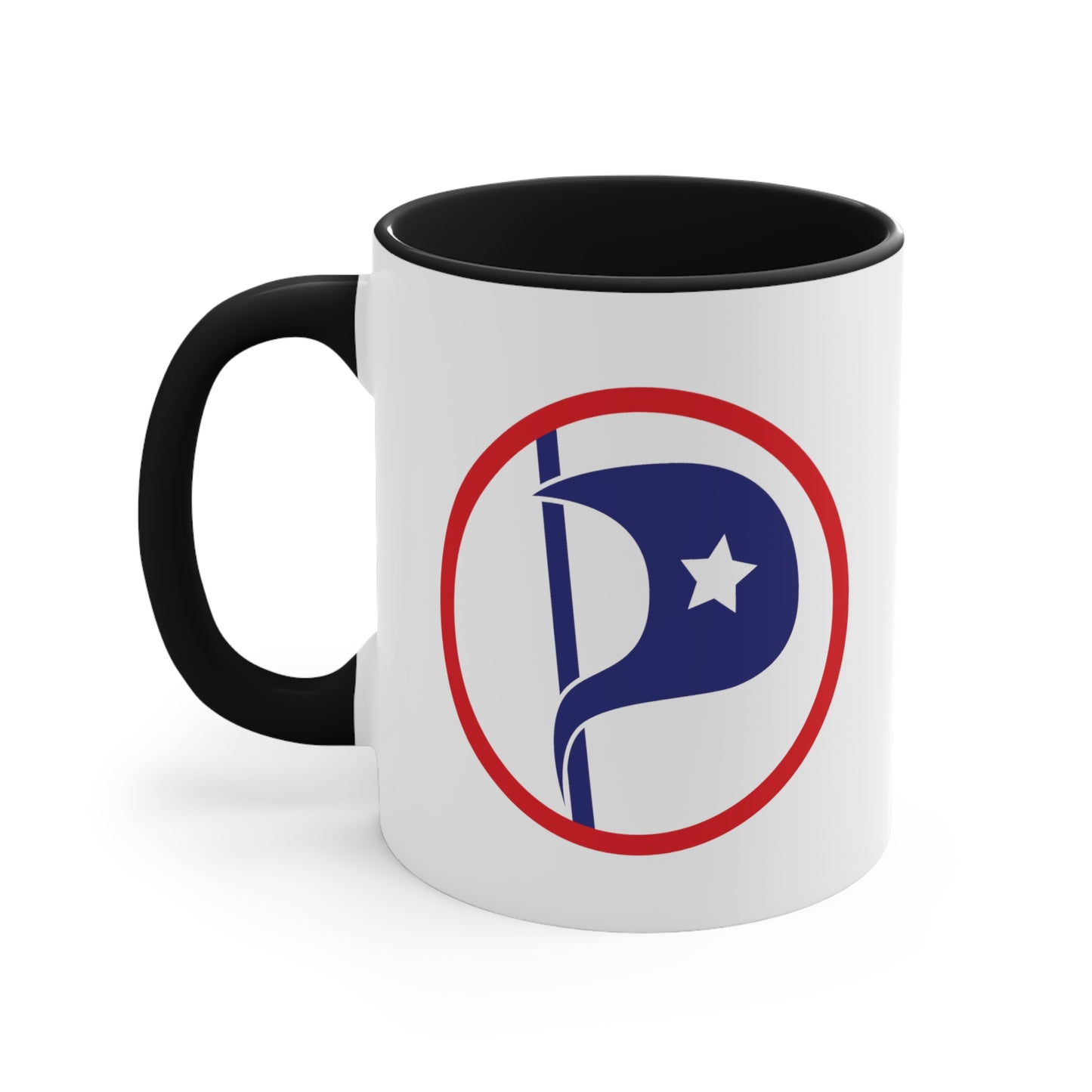 US Pirate Party Coffee Mug - Double Sided Black Accent White Ceramic 11oz by TheGlassyLass.com
