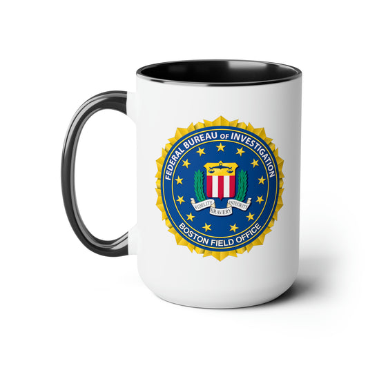 The FBI Boston Field Office Coffee Mug - Double Sided Black Accent Ceramic 15oz by TheGlassyLass.com