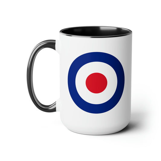 RAF Royal Air Force Roundel Coffee Mug - Double Sided Black Accent Ceramic 15oz - by TheGlassyLass.com