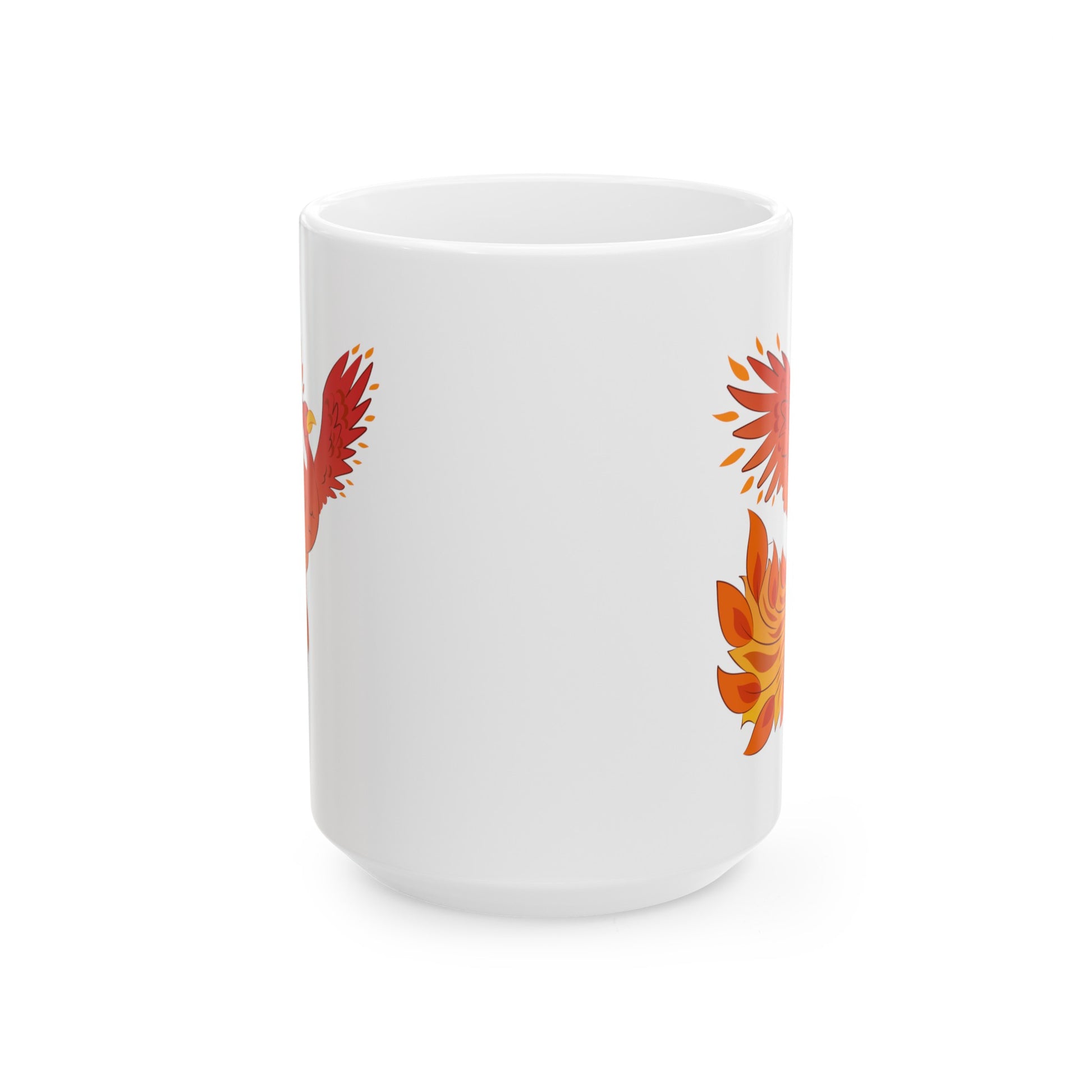 Phoenix Rising Coffee Mug - Double Sided White Ceramic 15oz by TheGlassyLass.com