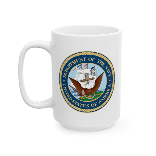 Navy Department Coffee Mug - Double Sided White Ceramic 15oz by TheGlassyLass.com