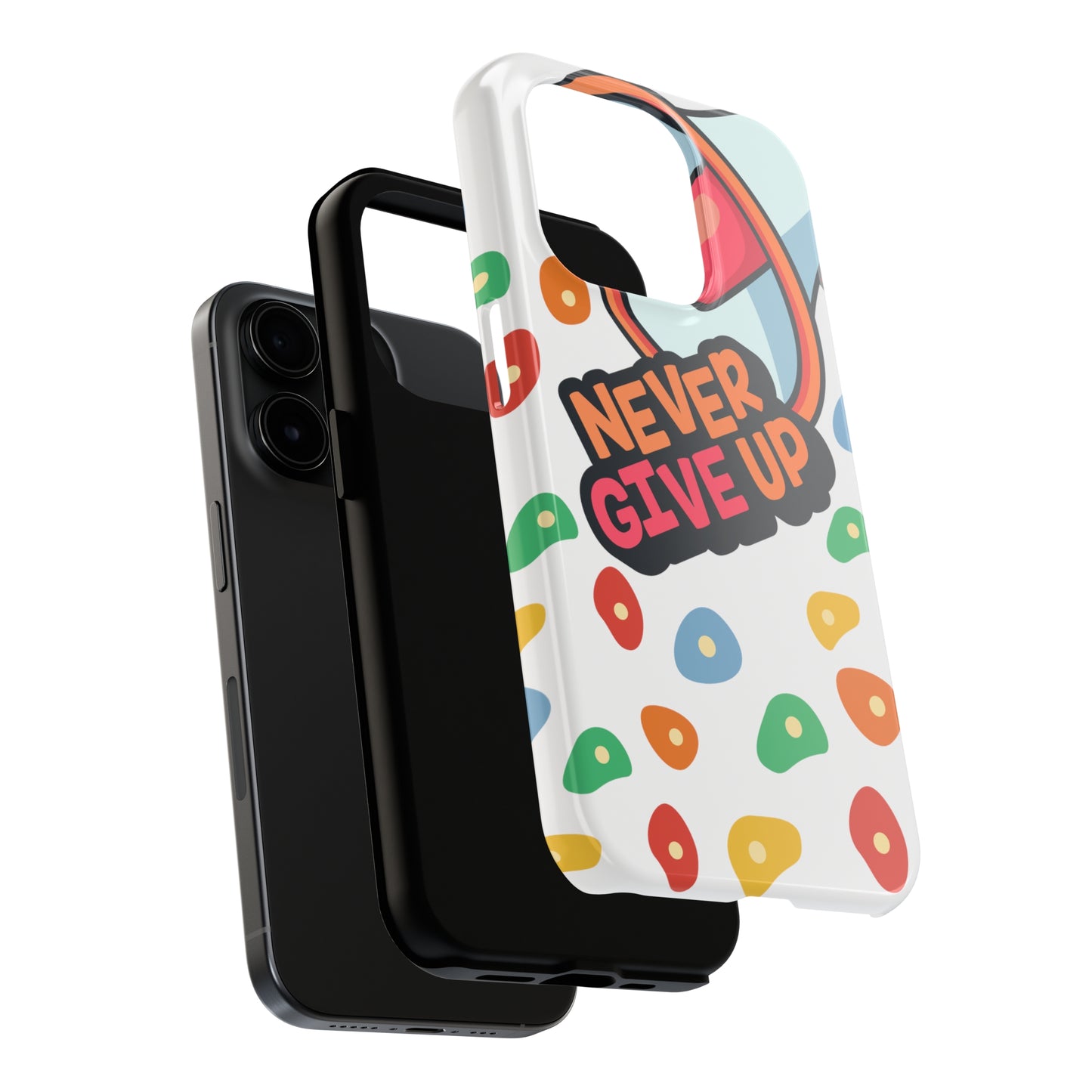 Never Give Up: iPhone - Tough iPhone Case Design - Wireless Charging - Superior Protection - Original Designs by TheGlassyLass.com