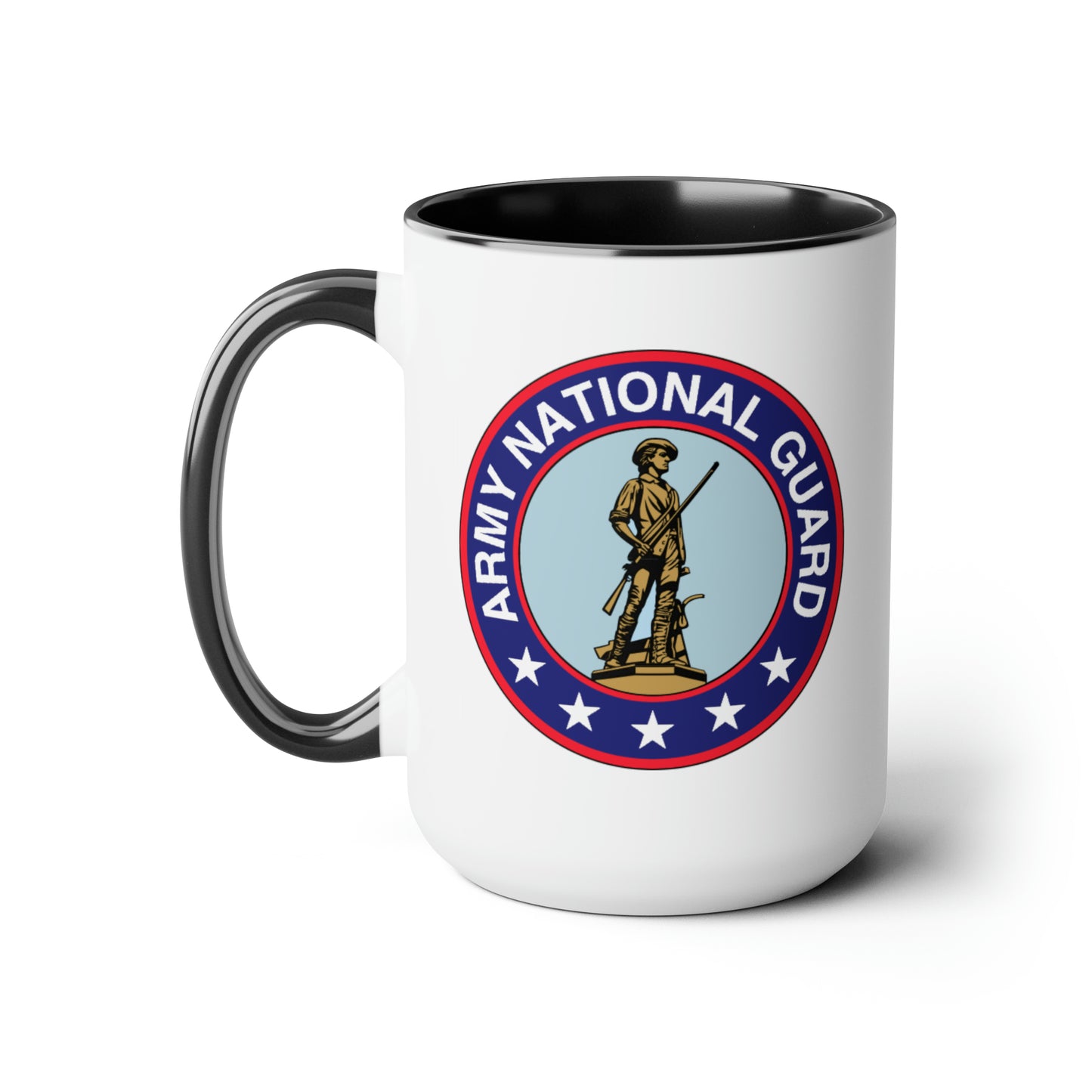 Army National Guard Coffee Mug - Double Sided Black Accent White Ceramic 15oz by TheGlassyLass.com