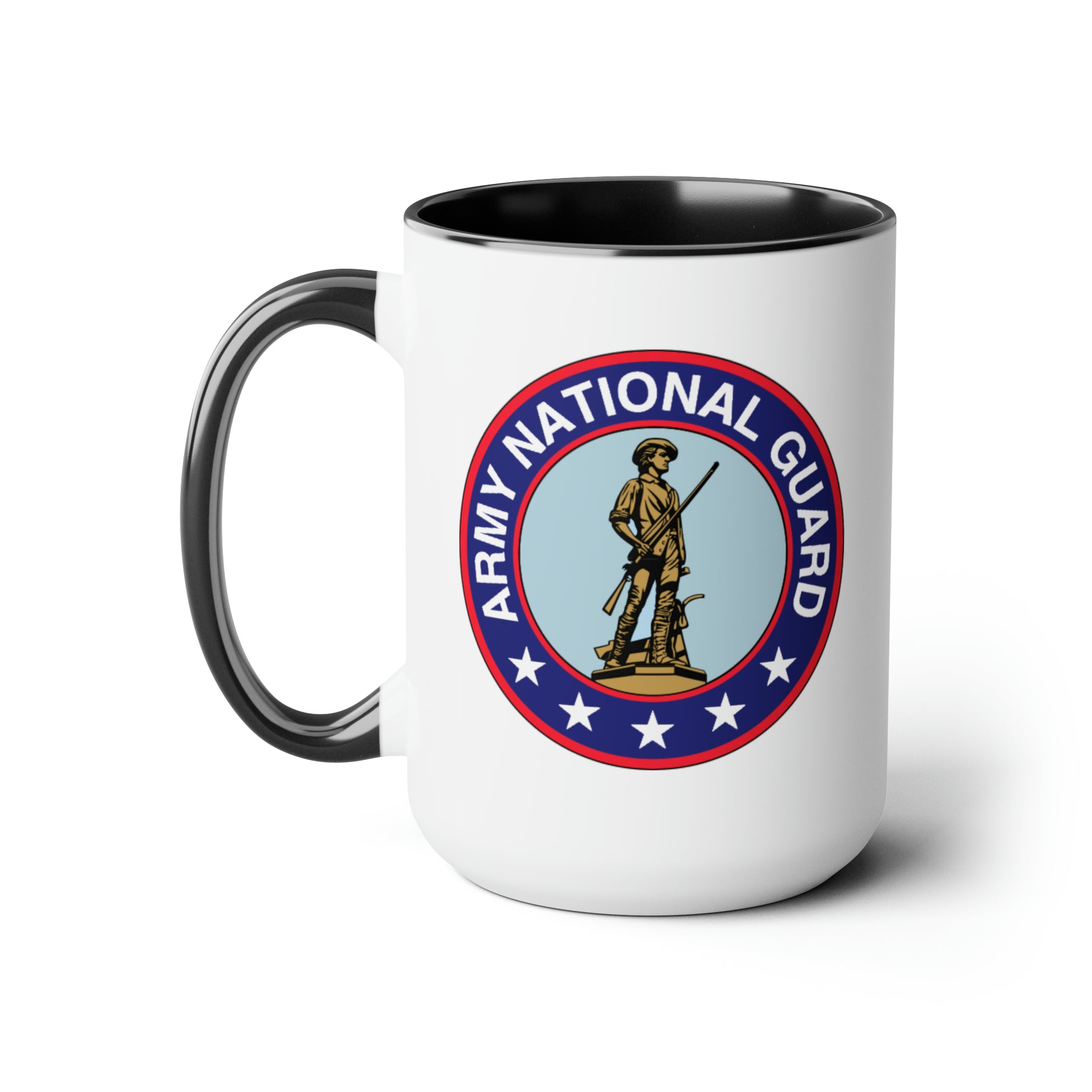 Army National Guard Coffee Mug - Double Sided Black Accent White Ceramic 15oz by TheGlassyLass.com