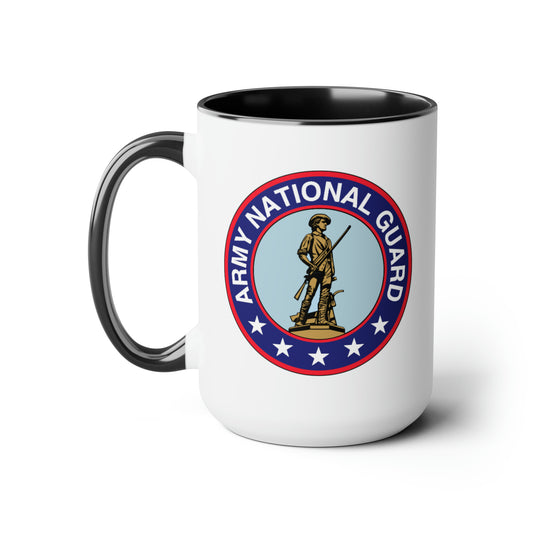 Army National Guard Coffee Mug - Double Sided Black Accent White Ceramic 15oz by TheGlassyLass.com