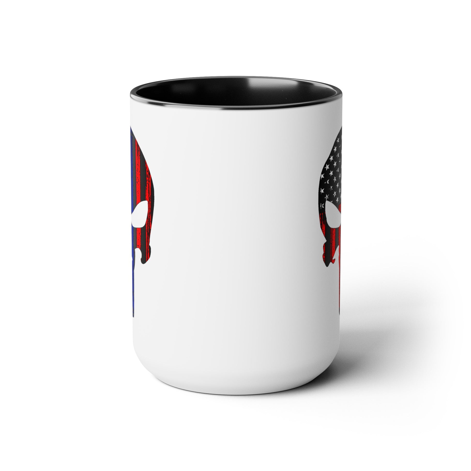 Blue Lives Matter Coffee Mug - Double Sided Black Accent White Ceramic 15oz by TheGlassyLass.com