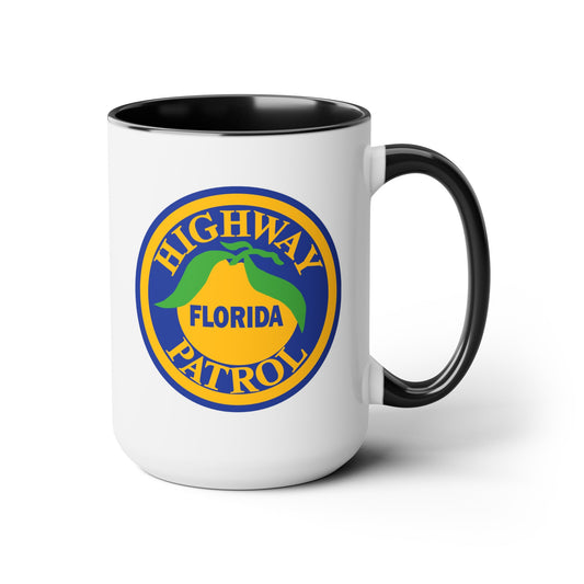 Florida Highway Patrol Coffee Mug - Double Sided Black Accent White Ceramic 15oz by TheGlassyLass.com