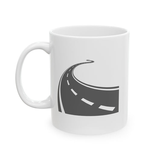 Long and Winding Road Coffee Mug - Double Sided White Ceramic 11oz by TheGlassyLass.com